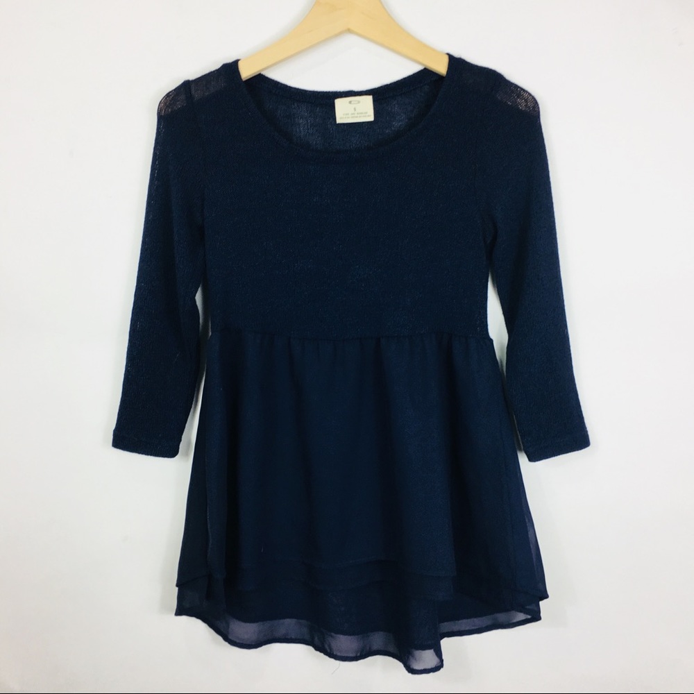 Navy Anthropologie Pins and Needles Navy Top